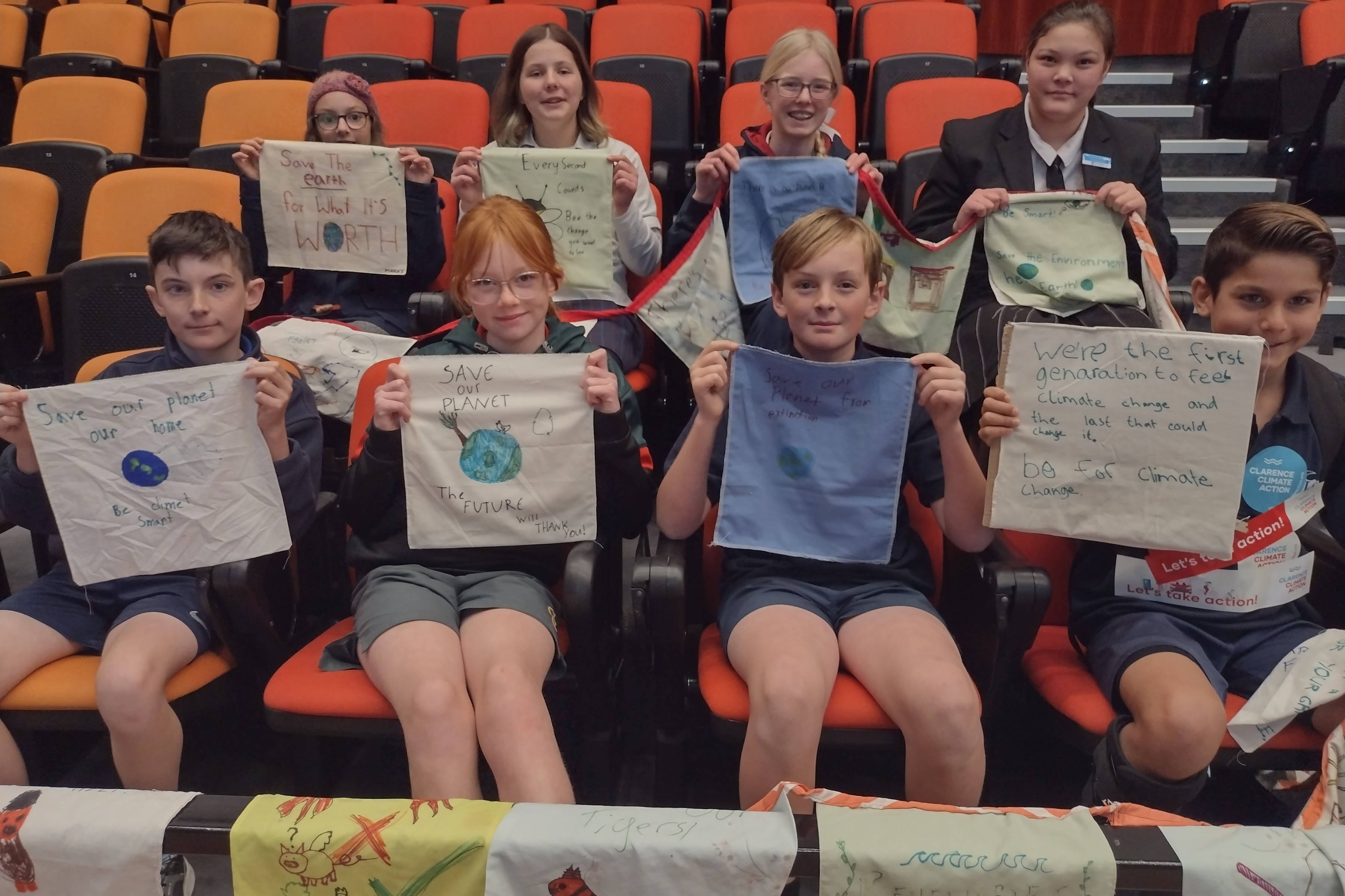 Students with their climate action pledges at the recent Tasmanian Youth Climate Leaders Conference. Photo: Ruth Osborne.