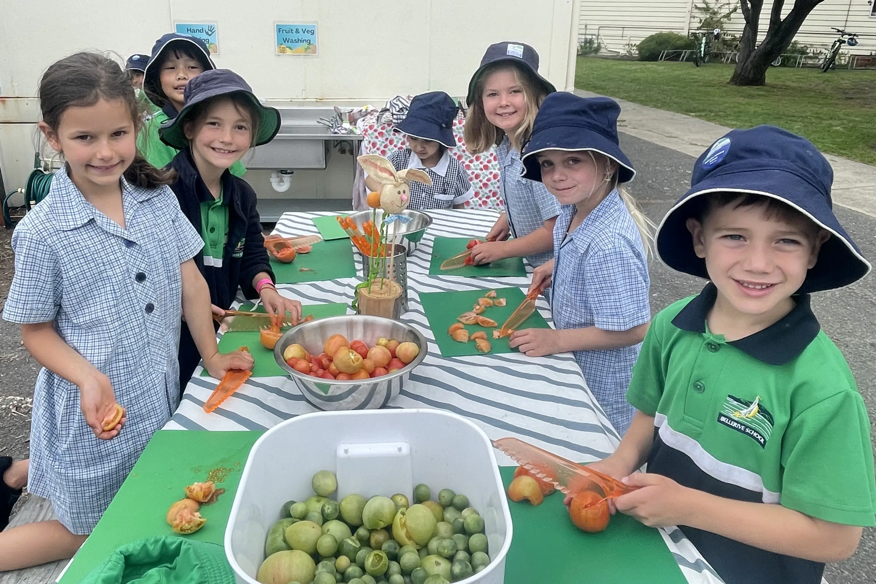 Bellerive Primary School kids in Welcome Garden.